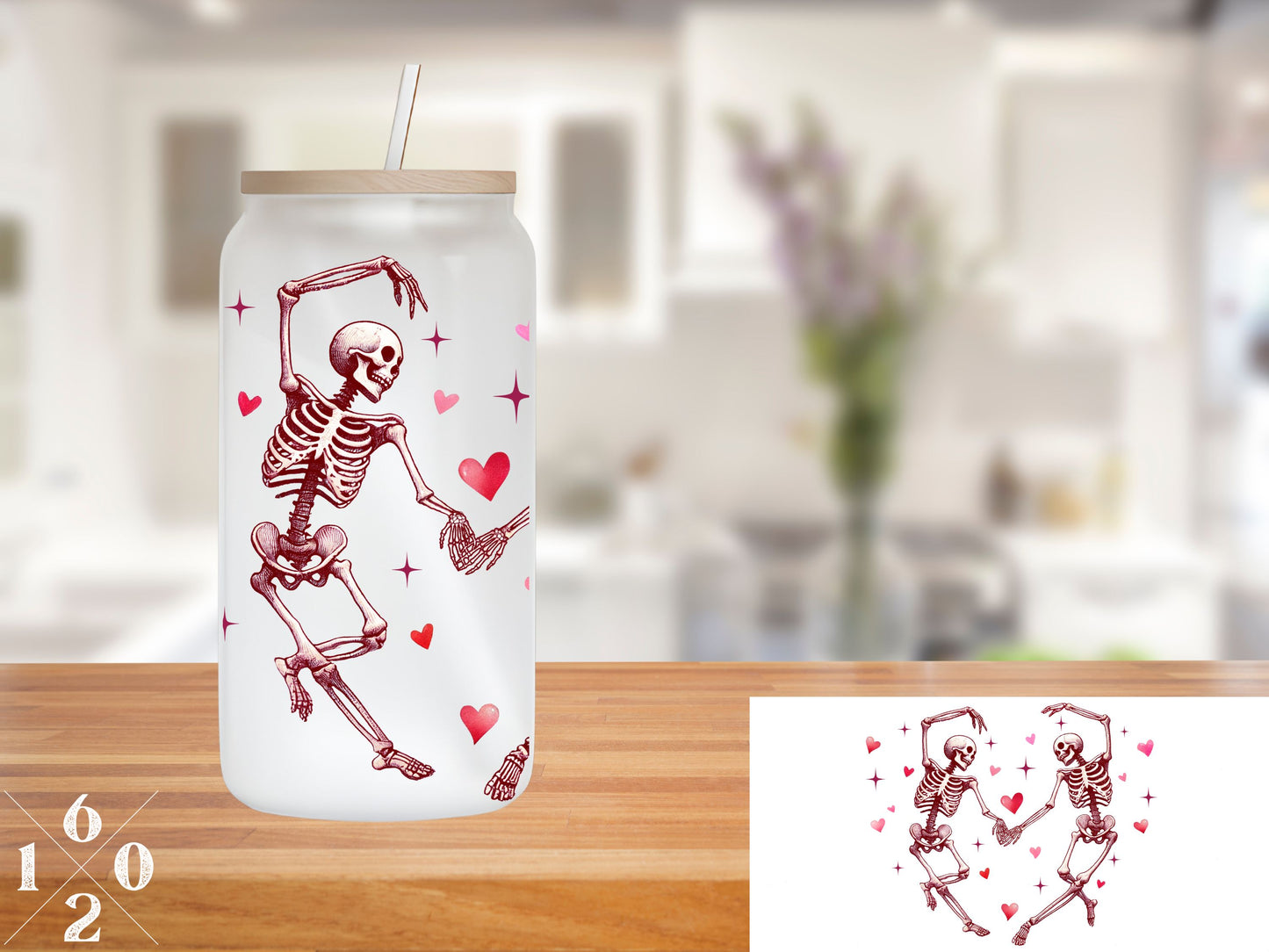 Skeleton Love Glass Can