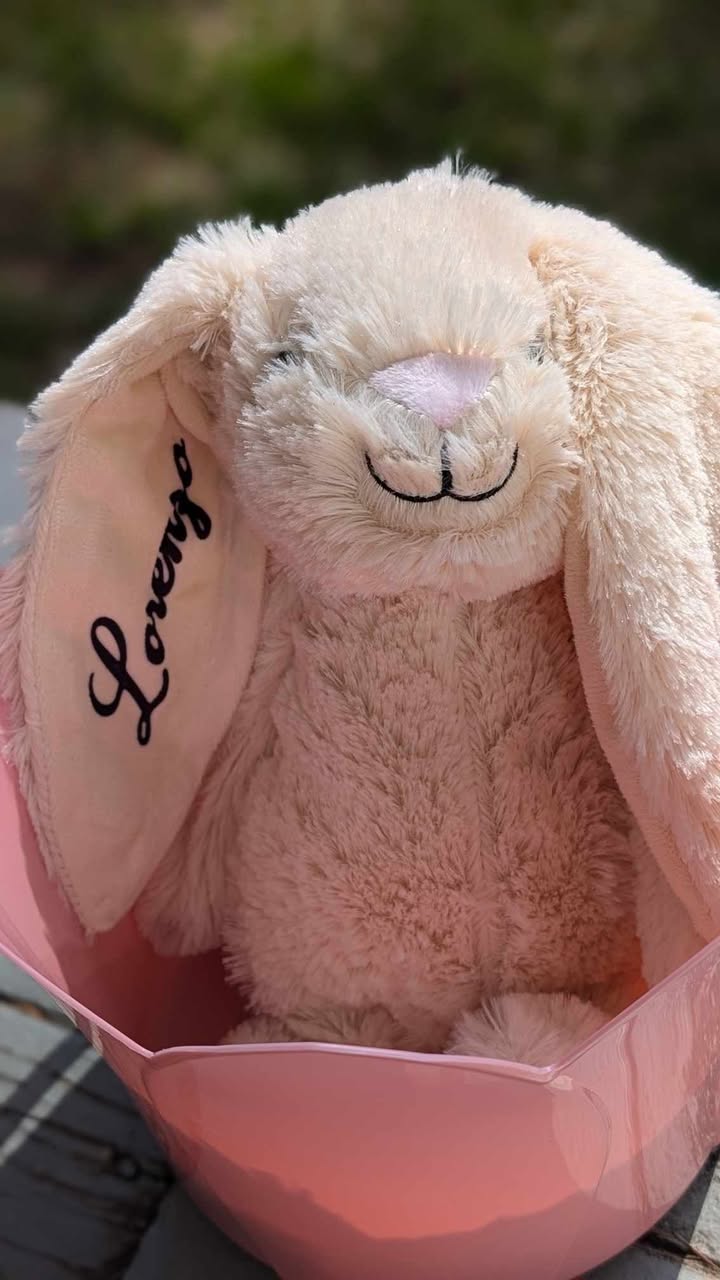 Custom Easter Bunny with Name on Ear – Personalized Plush Toy for Kids