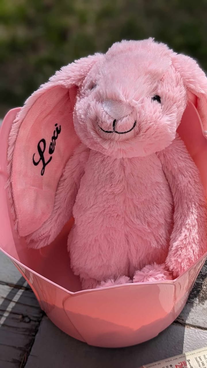 Custom Easter Bunny with Name on Ear – Personalized Plush Toy for Kids