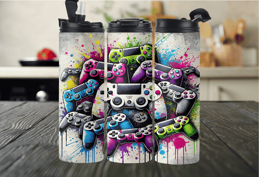 Splash Zone Gamer Tumbler – Vibrant Controller Collection