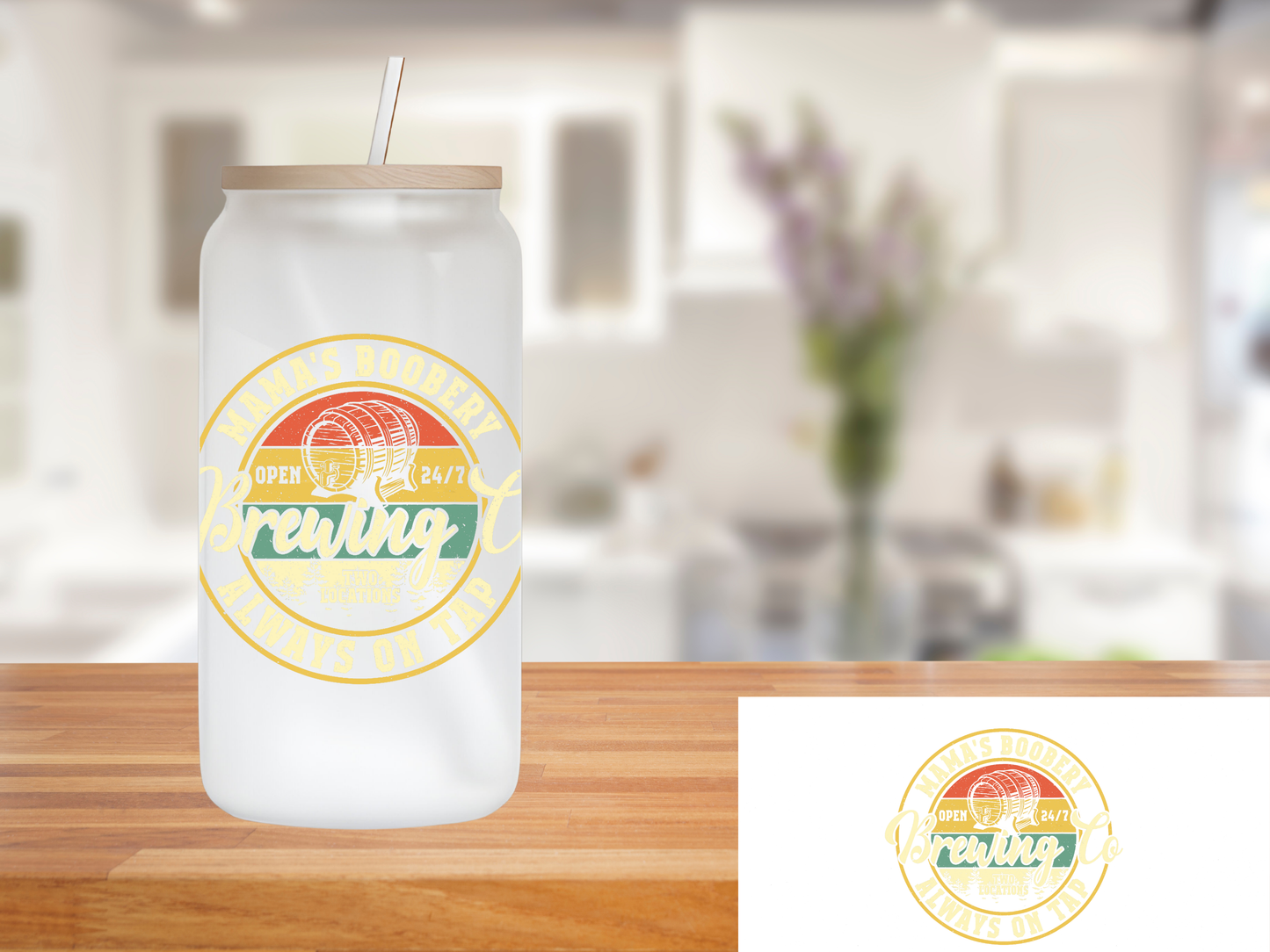 Mama's Brewery 16 oz Glass Can