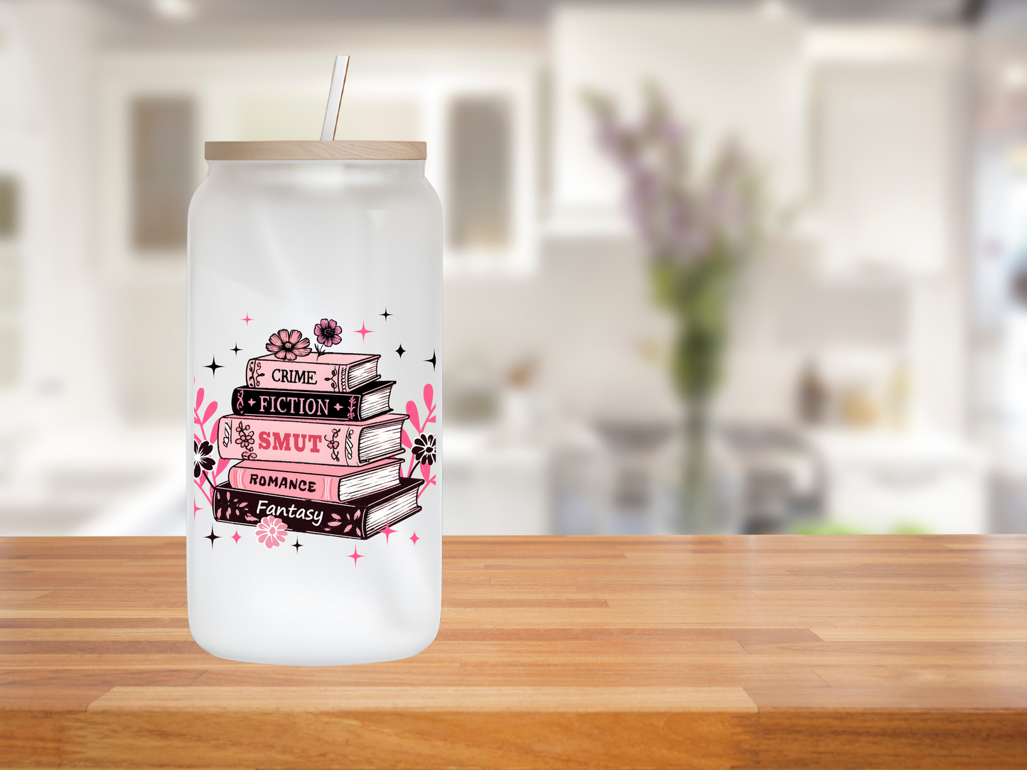 Book Stack 16 oz Glass Can