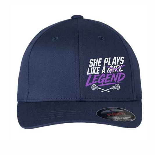 She Plays Like A Legend Baseball Cap