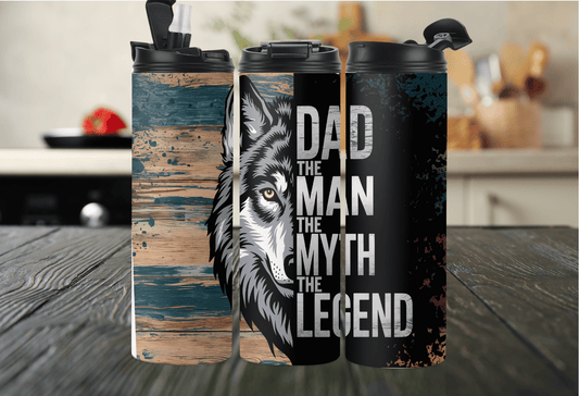 Dad: The Man, The Myth, The Legend Tumbler – Wolf Edition